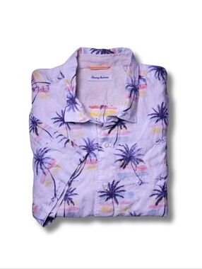 Tommy Bahama 100% Linen Sunset Palm Short Sleeve Button-Down Shirt 2XLB
